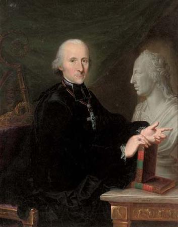 Karl Kaspar Pitz Portrait of a cleric a book in his right hand, by a marble bust Spain oil painting art